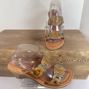 Nurture Lamaze Artisan Wedge Sandals Women SZ 9 Brown Leather Boho Comfort Retro